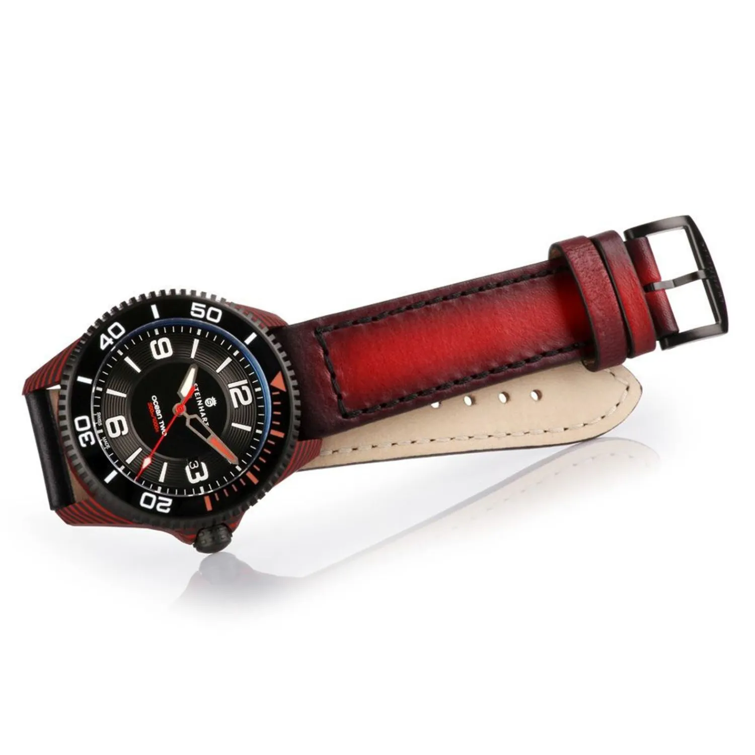 Steinhart Watches Duikhorloges 42 Mm^Ocean 2 Premium Carbon Rood Duikhorloge