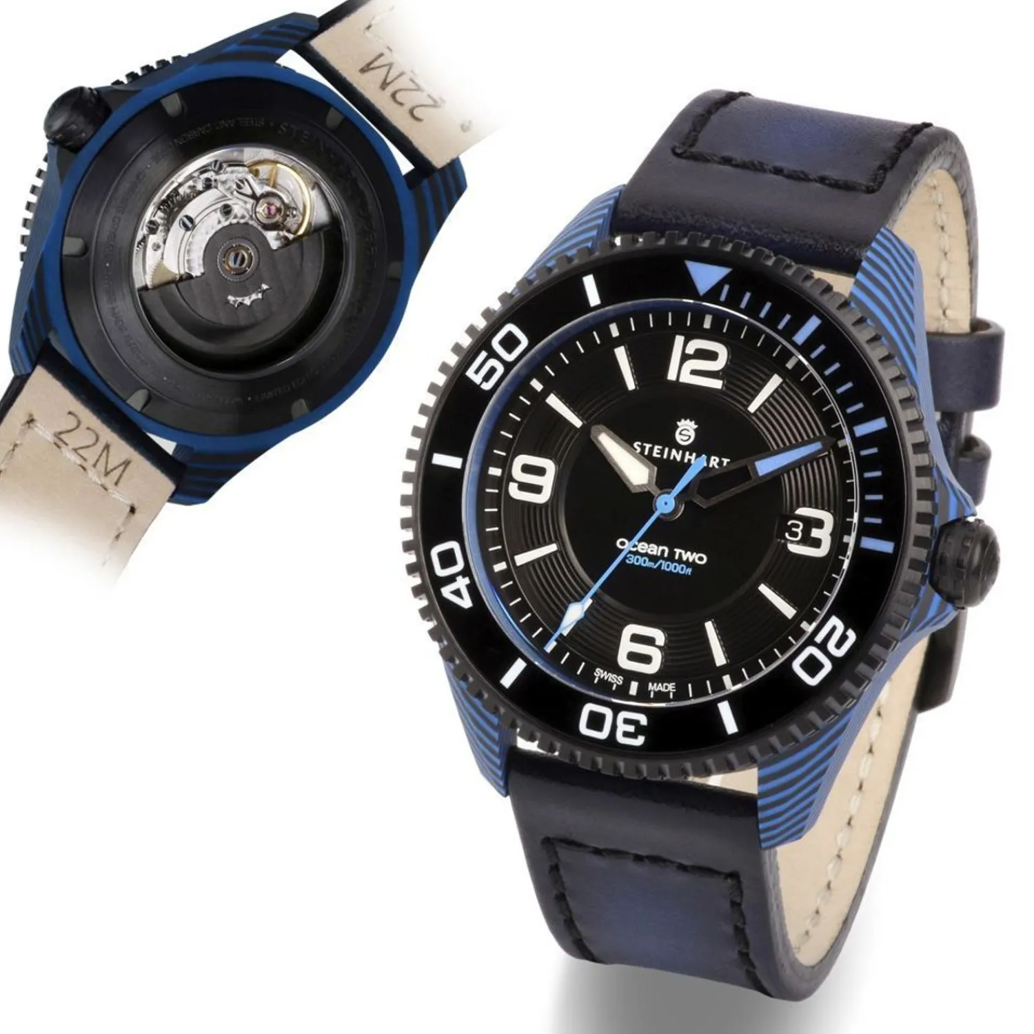Steinhart Watches Duikhorloges 42 Mm^Ocean 2 Premium Koolstofblauw Duikhorloge