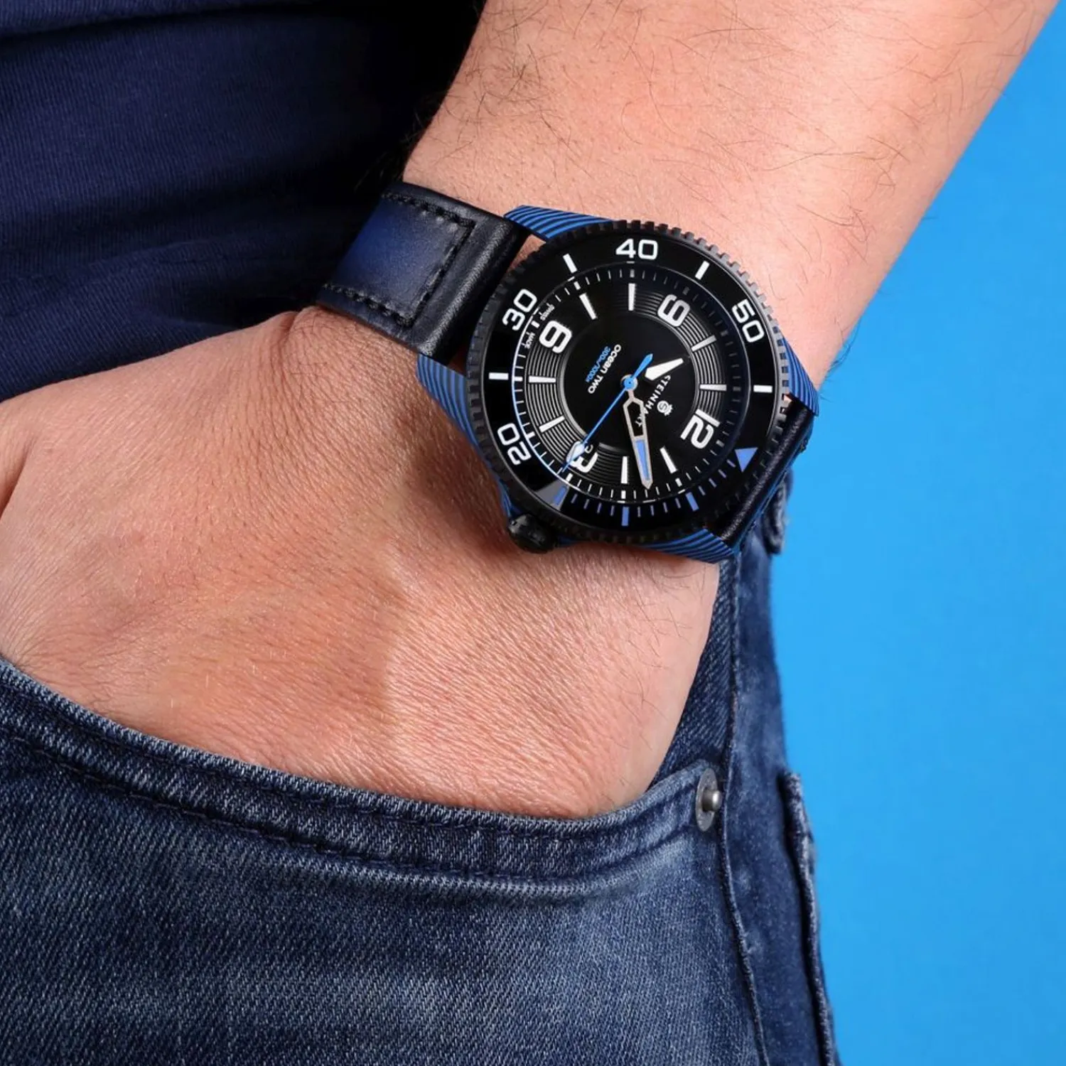 Steinhart Watches Duikhorloges 42 Mm^Ocean 2 Premium Koolstofblauw Duikhorloge
