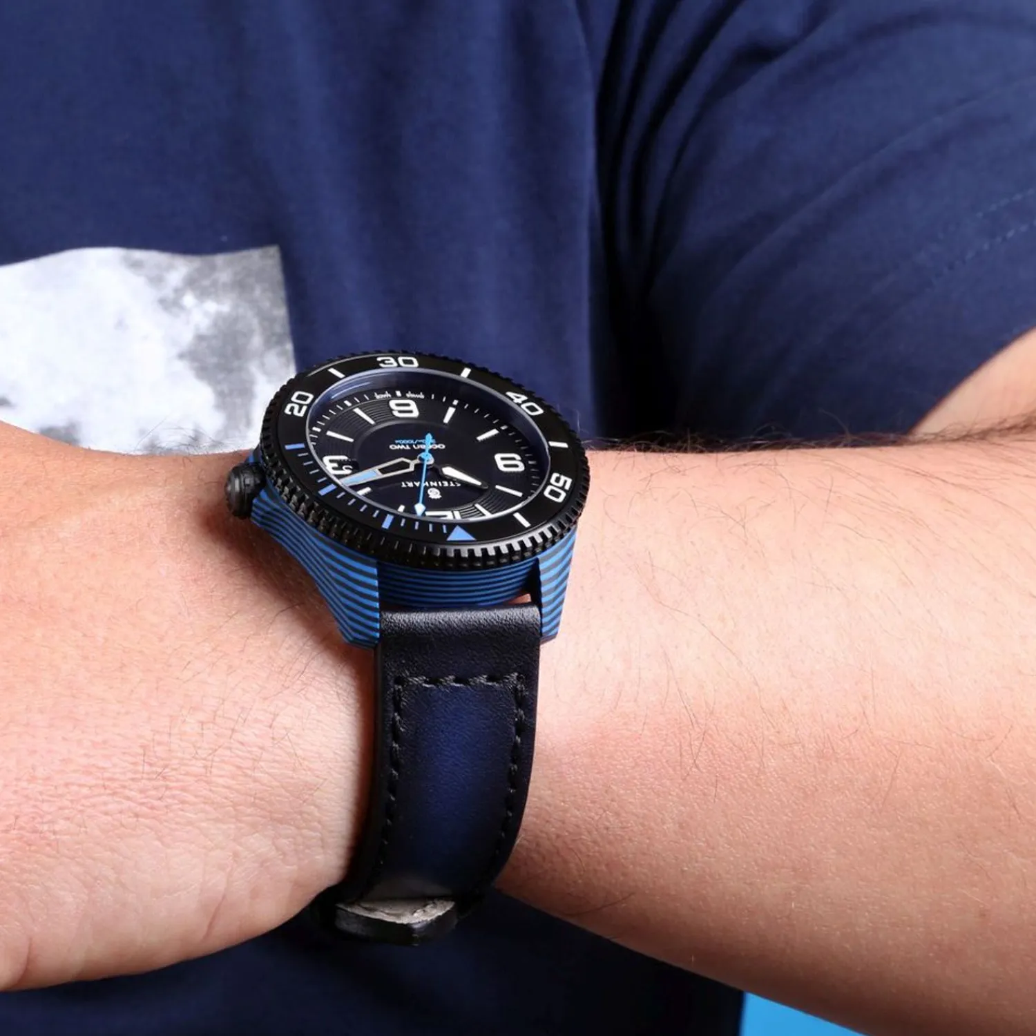 Steinhart Watches Duikhorloges 42 Mm^Ocean 2 Premium Koolstofblauw Duikhorloge