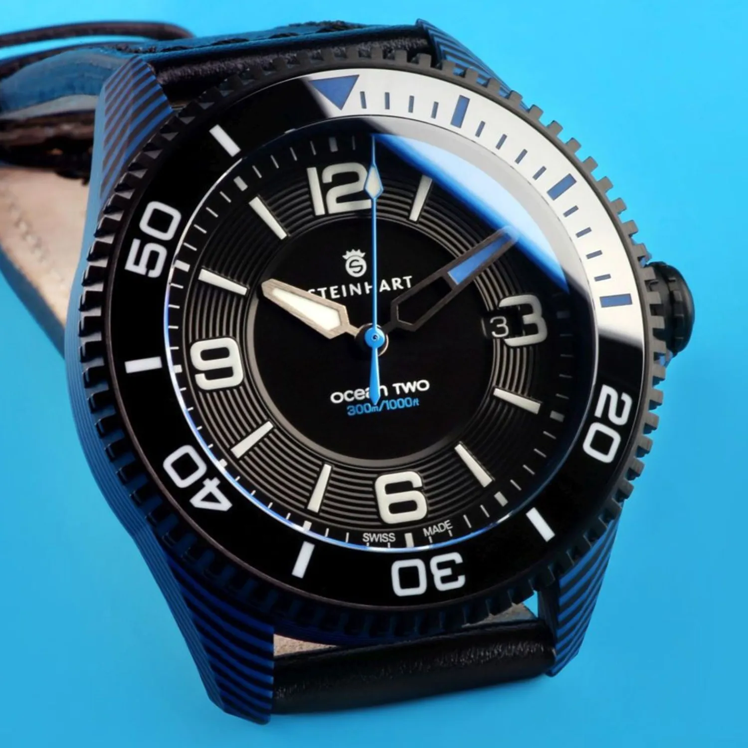 Steinhart Watches Duikhorloges 42 Mm^Ocean 2 Premium Koolstofblauw Duikhorloge