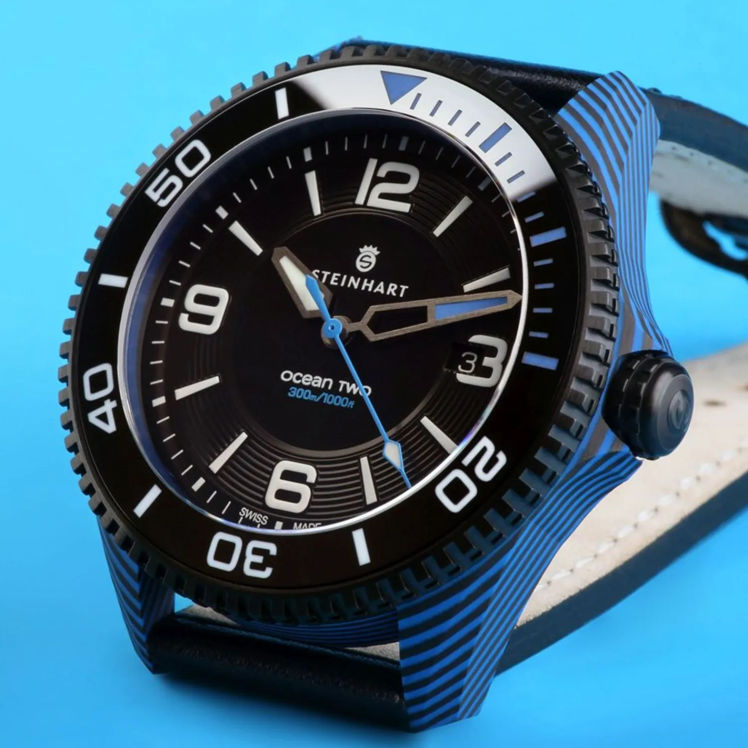 Steinhart Watches Duikhorloges 42 Mm^Ocean 2 Premium Koolstofblauw Duikhorloge