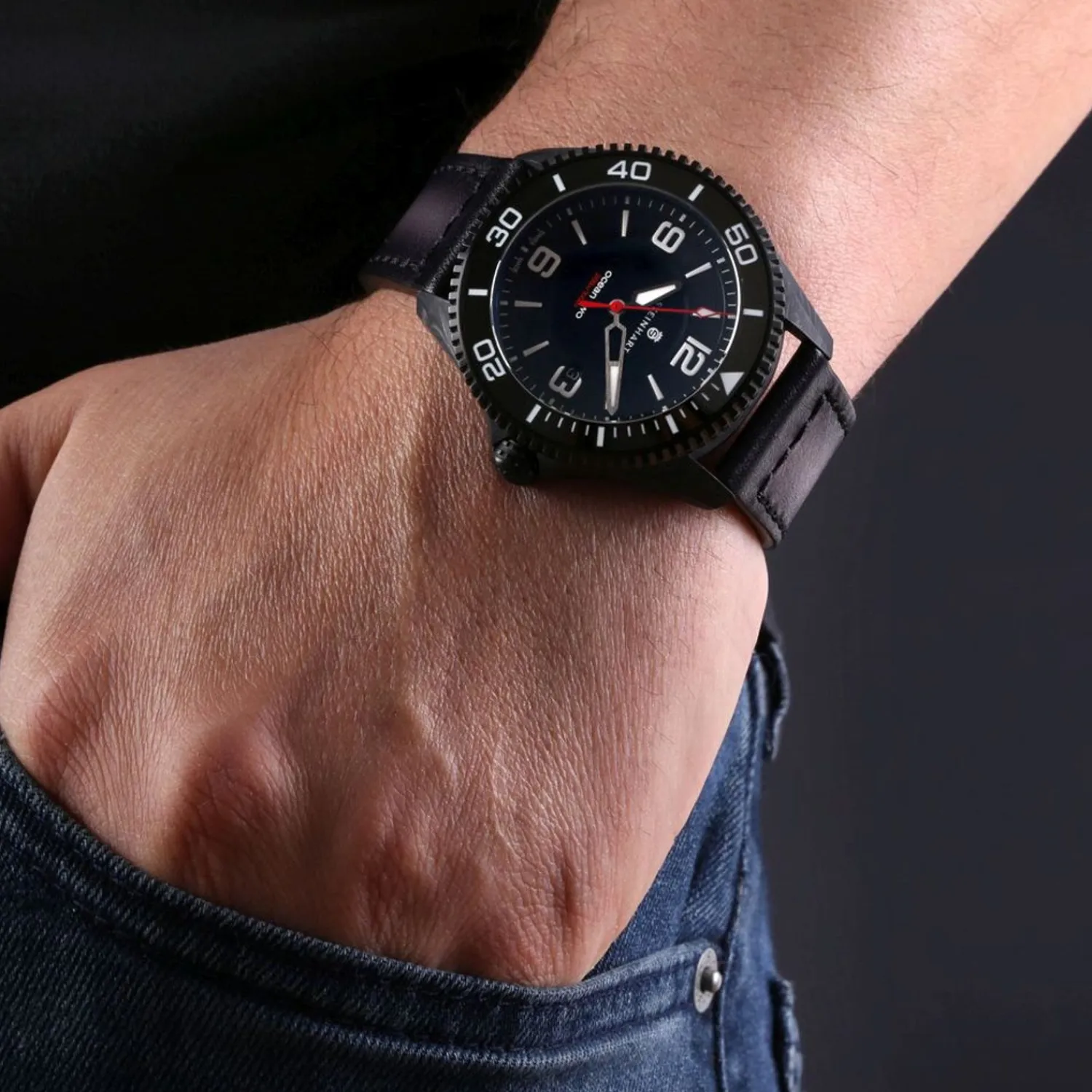Steinhart Watches Duikhorloges 42 Mm^Ocean 2 Premium Koolstofzwart Duikhorloge