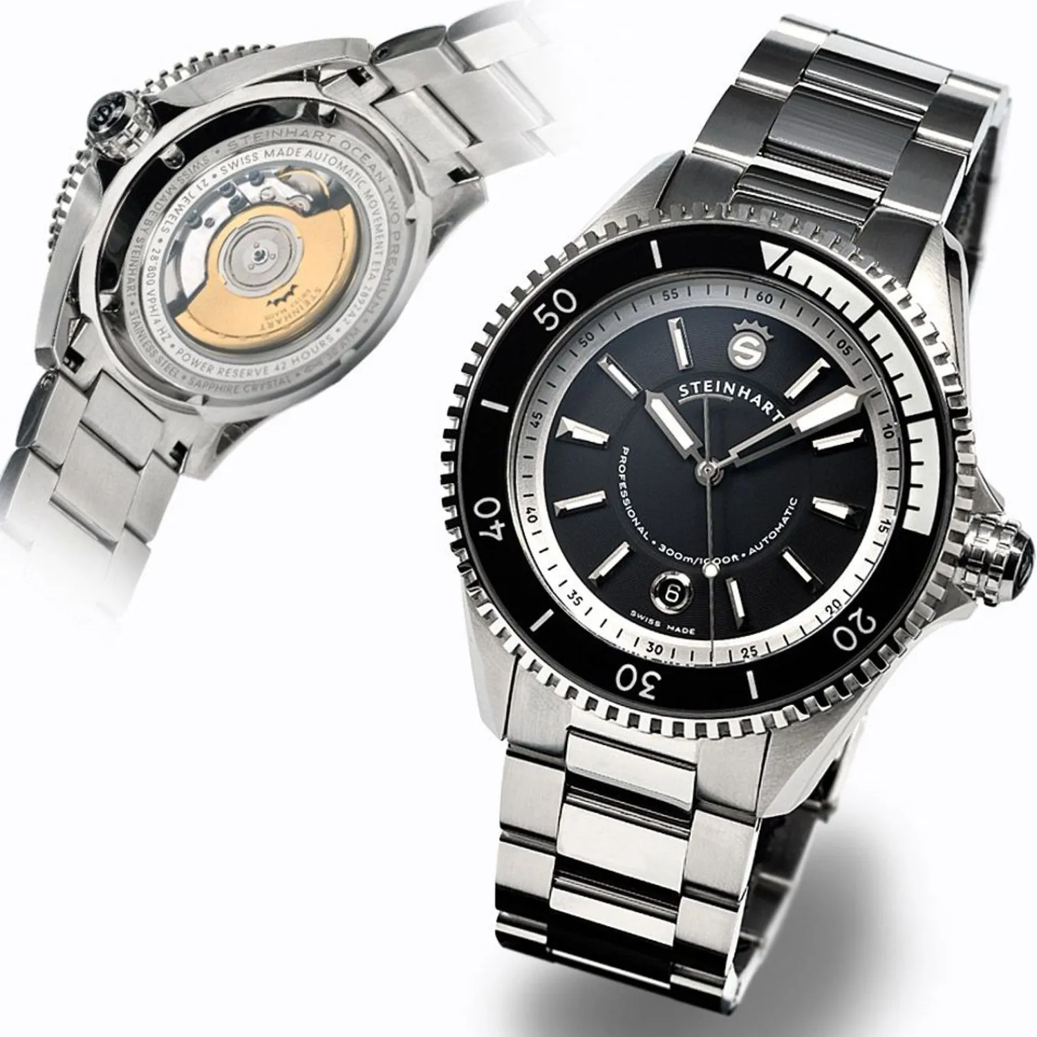 Steinhart Watches Premium Lijn^Ocean 2 Premium Zwart Duikhorloge