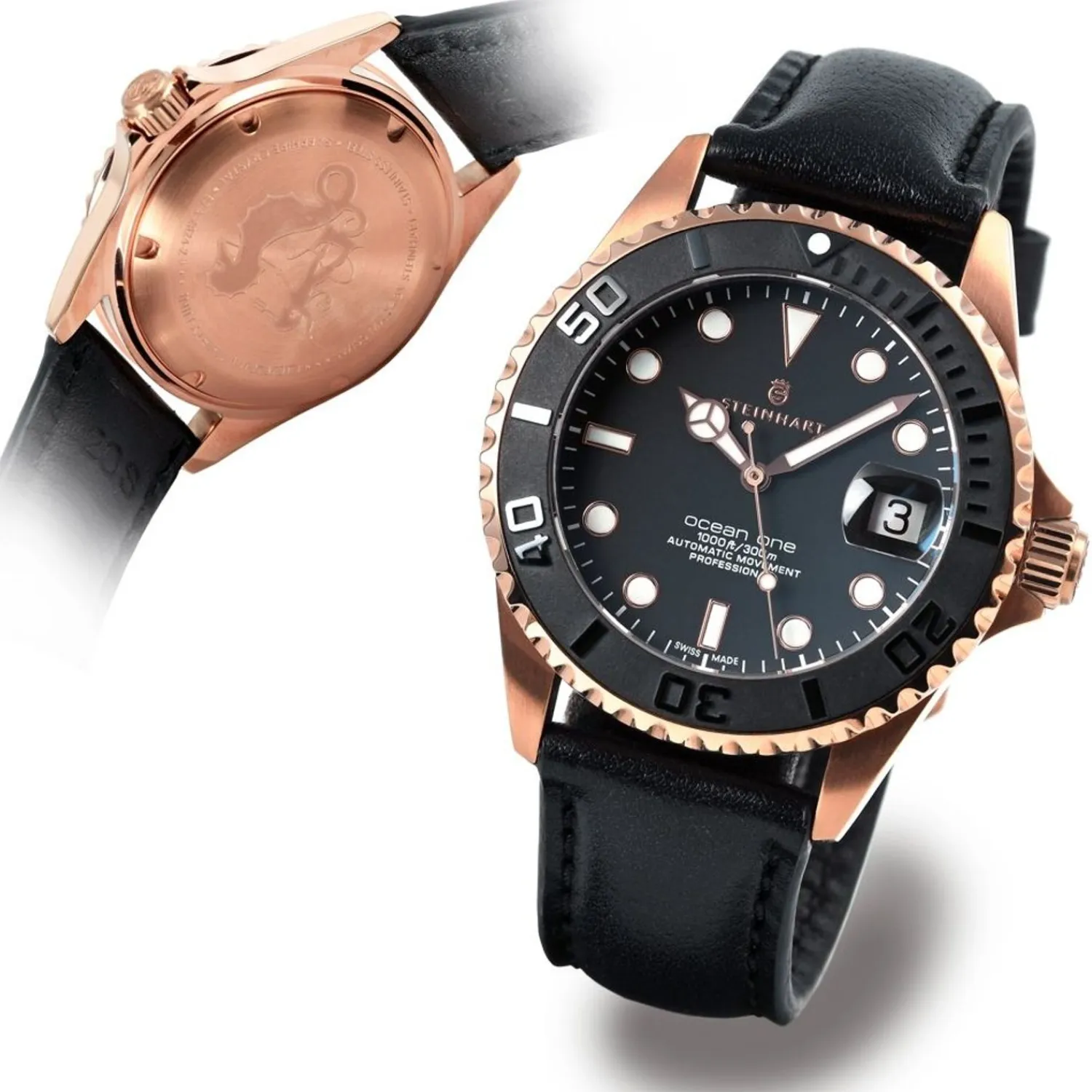 Steinhart Watches Dameshorloges^Ocean 39 Roze-Gouden Keramiek Duikhorloge