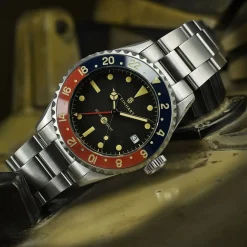 Steinhart Watches Duikhorloges 39 Mm^Ocean 39 Vintage Gmt Premium Blauw-Rood Keramiek Duikhorloge