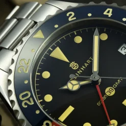 Steinhart Watches Duikhorloges 39 Mm^Ocean 39 Vintage Gmt Premium Blauw-Rood Keramiek Duikhorloge