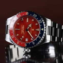 Steinhart Watches Duikhorloges 39 Mm^Ocean 39 Vintage Gmt Premium Rood Keramiek Duikhorloge