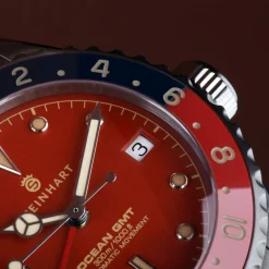Steinhart Watches Duikhorloges 39 Mm^Ocean 39 Vintage Gmt Premium Rood Keramiek Duikhorloge
