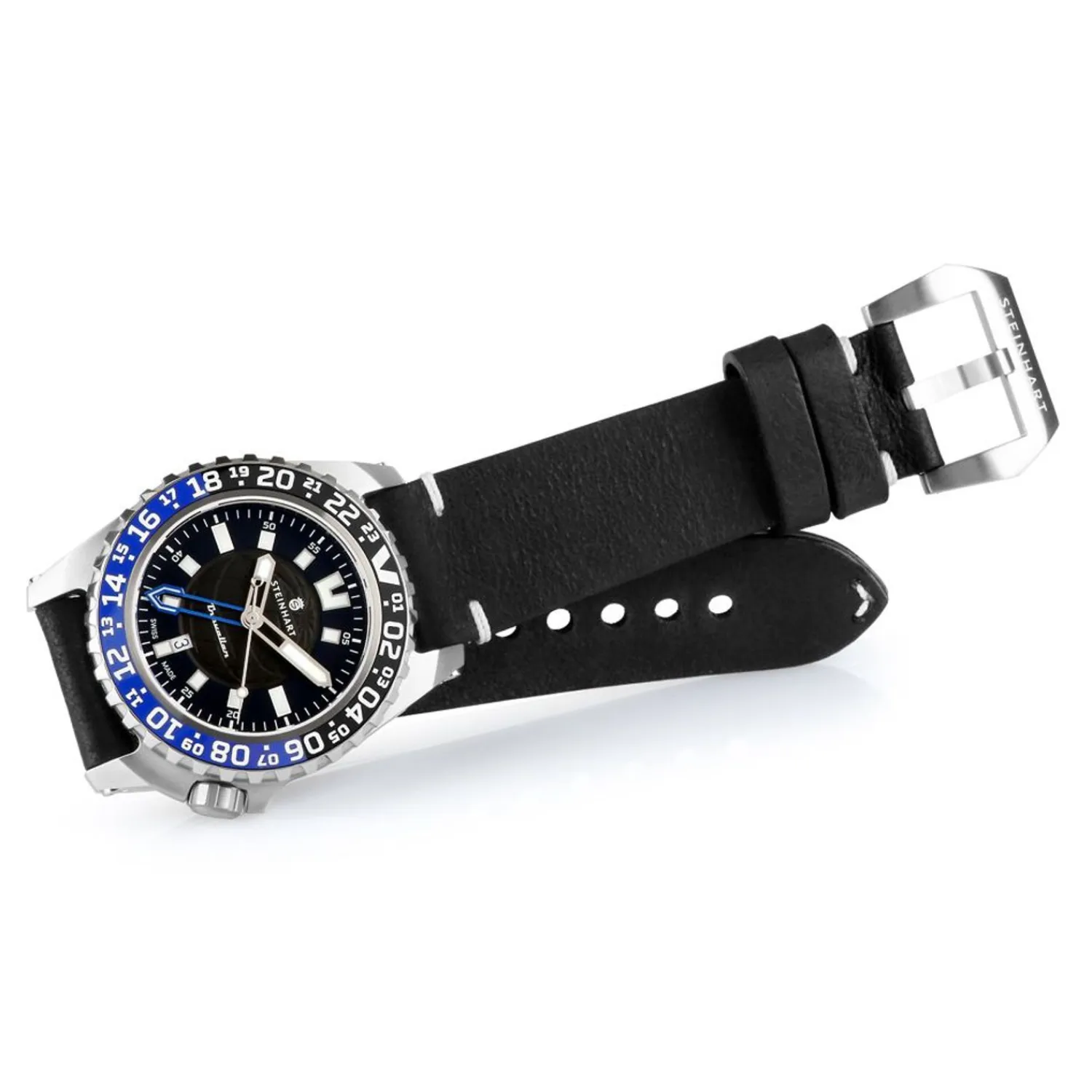 Steinhart Watches Duikhorloges 44 Mm^Reiziger Gmt Blauw Duikhorloge