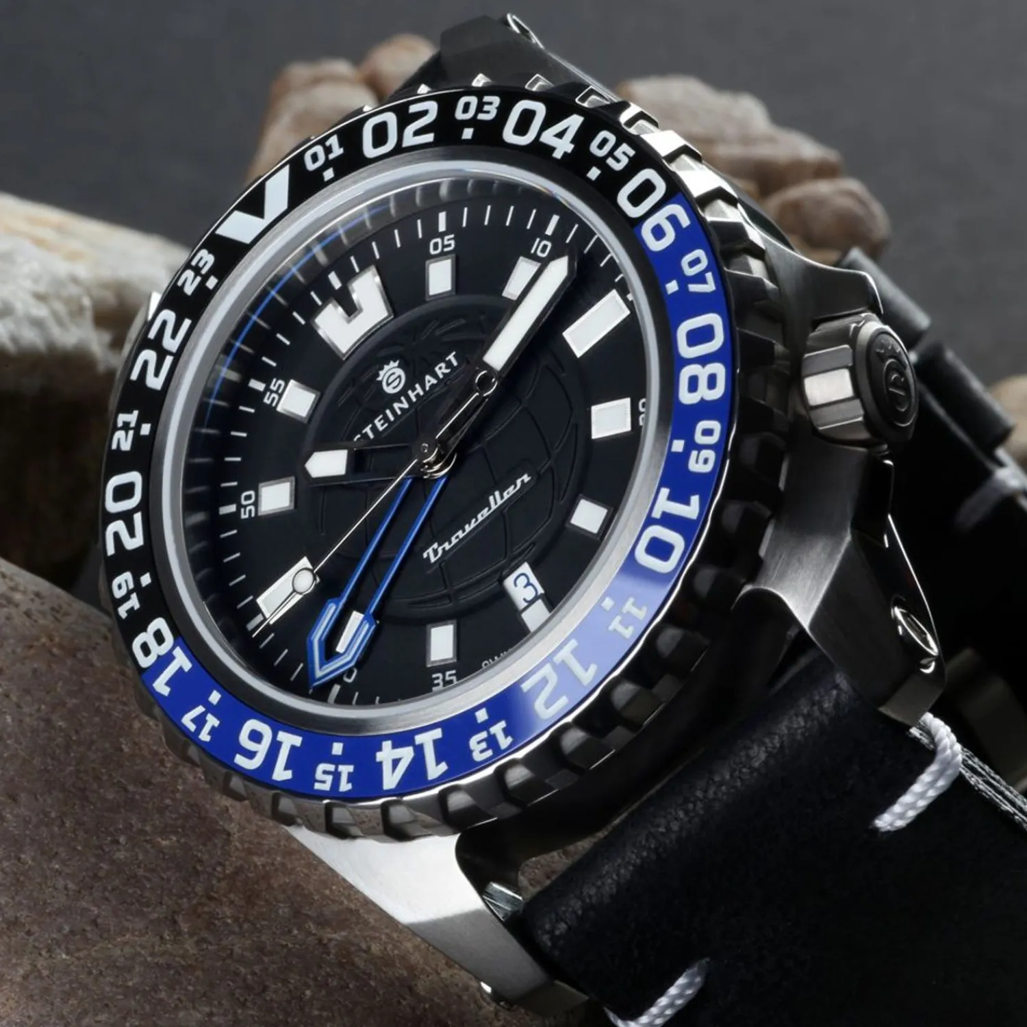 Steinhart Watches Duikhorloges 44 Mm^Reiziger Gmt Blauw Duikhorloge