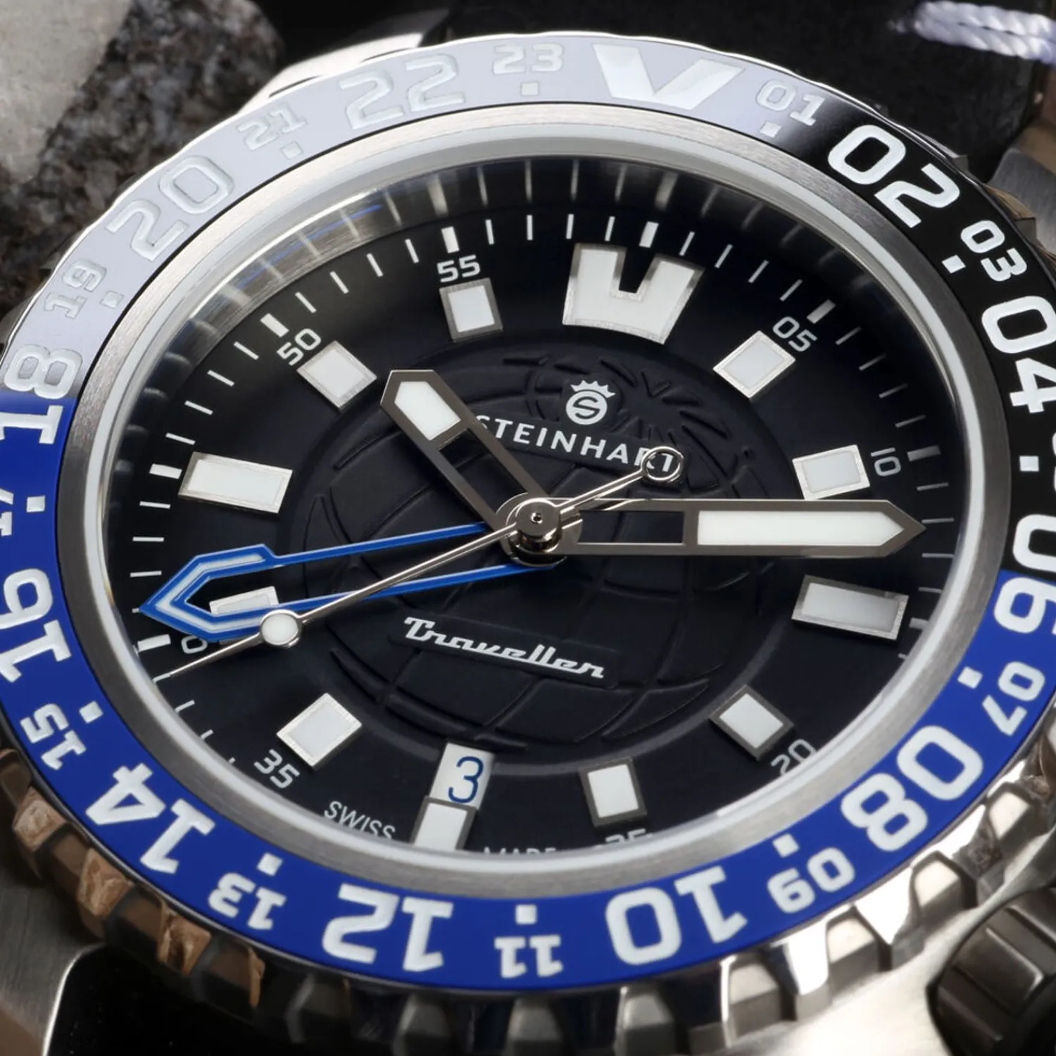 Steinhart Watches Duikhorloges 44 Mm^Reiziger Gmt Blauw Duikhorloge