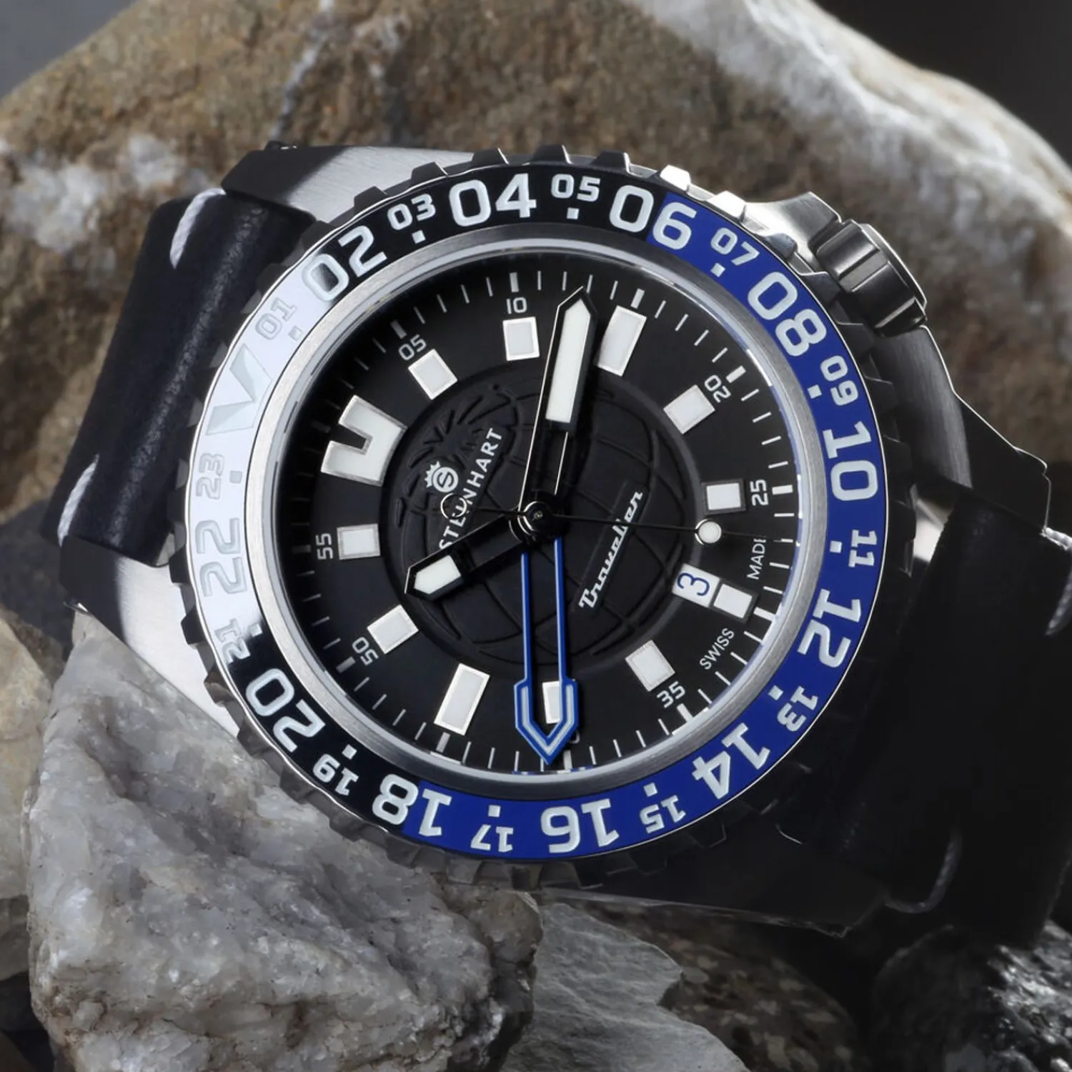 Steinhart Watches Duikhorloges 44 Mm^Reiziger Gmt Blauw Duikhorloge