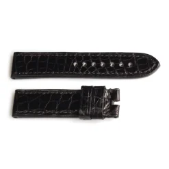 Steinhart Watches Bandjes 22 Mm^Riem Handgemaakte Lousiana Alligator Maat S Met Zwarte Stiksels
