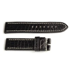 Steinhart Watches Bandjes 22 Mm^Riem Handgemaakte Lousiana Alligator Maat S Met Zwarte Stiksels