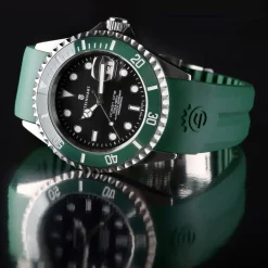 Steinhart Watches Rubberen Banden^Rubberen Band Groen Nieuw 20X18 Mm Voor Ocean 39 Met Sluiting Staal