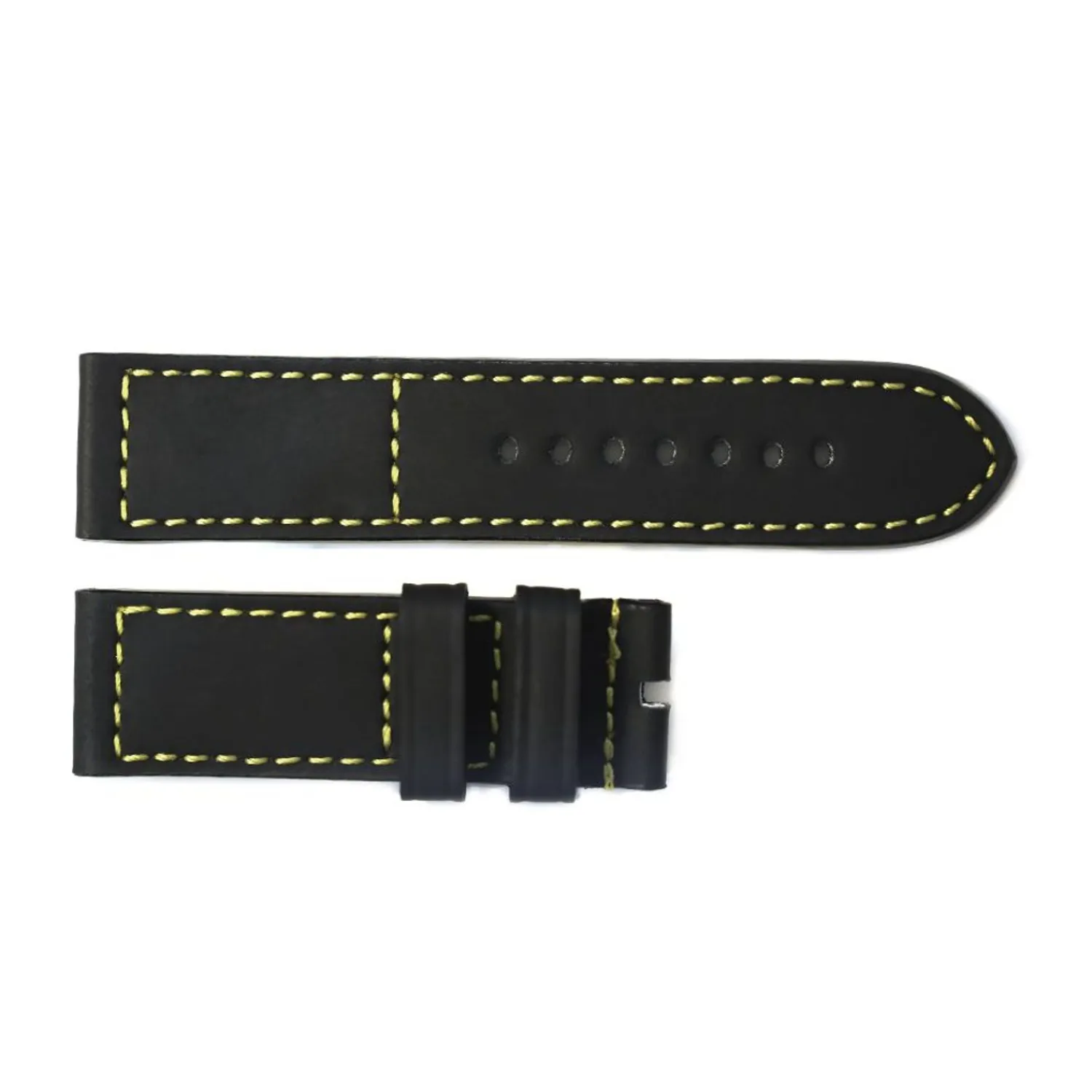 Steinhart Watches Bandjes 24 Mm^Rubberen Band Zwart Met Gele Stiksels Maat M