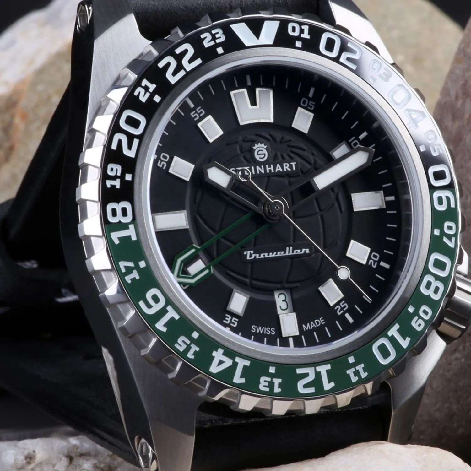 Steinhart Watches Duikhorloges 44 Mm^Traveller Gmt Groen Duikhorloge